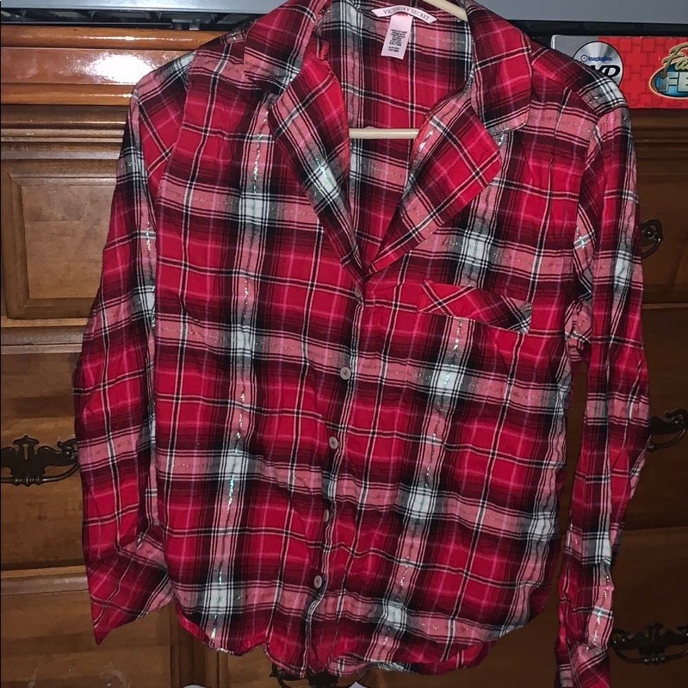 Victoria’s Secret Red Plaid Pajama Shirt